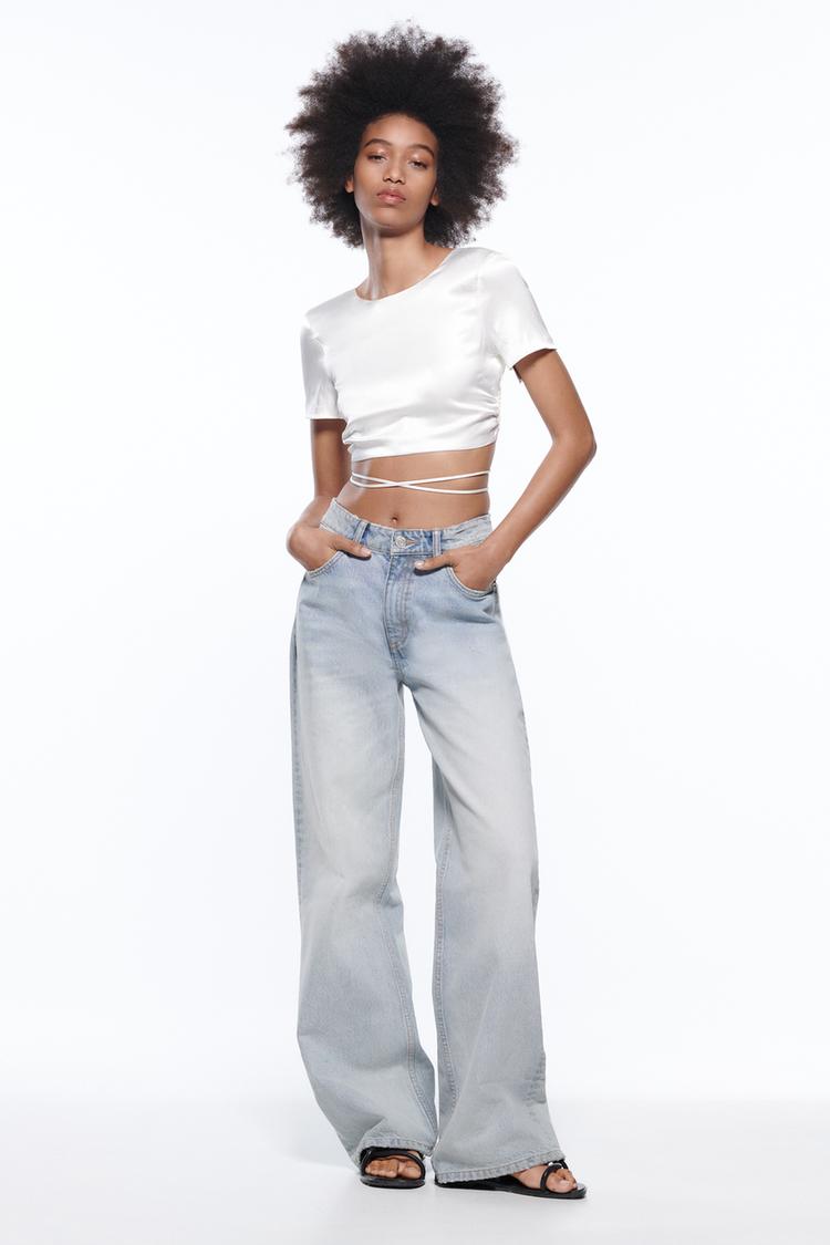 SATIN CROP TOP White ZARA Spain
